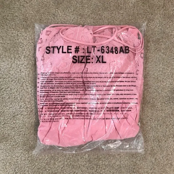 Zenana Crochet Lace Ruffle Dress In Dusty Pink. NEW! Sz L & XL - Picture 8 of 8